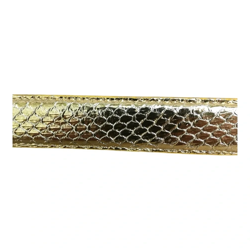 Genuine Leather Snakeskin  Gold Rhinestone Buckle Belt. SZ. S/M.